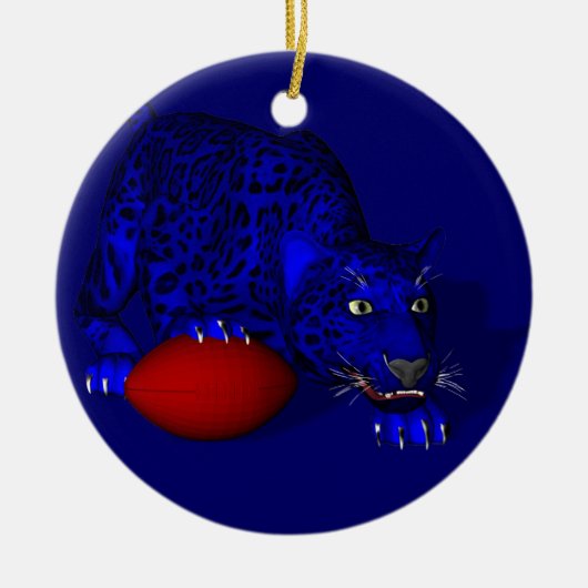 Blauw panter keramisch ornament (Voorkant)