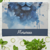 Blauw panter theedoek (Gevouwen)