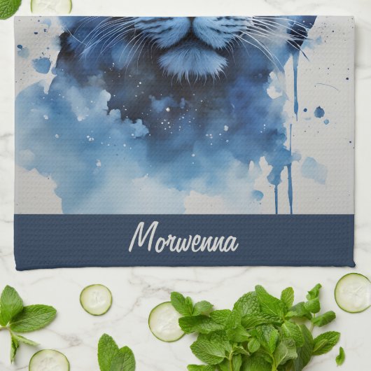 Blauw panter theedoek (Gevouwen)