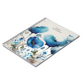 Blauw Papaver Floral Monogram Notitieboek (Linkerzijde)