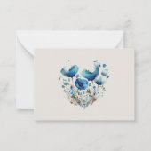Blauw Papaver Floral Monogram Notitiekaartje (Achterkant)
