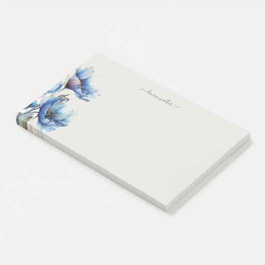 Blauw Papaver Floral Monogram Post-it® Notes (Schuin)