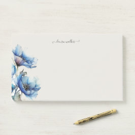 Blauw Papaver Floral Monogram Post-it® Notes