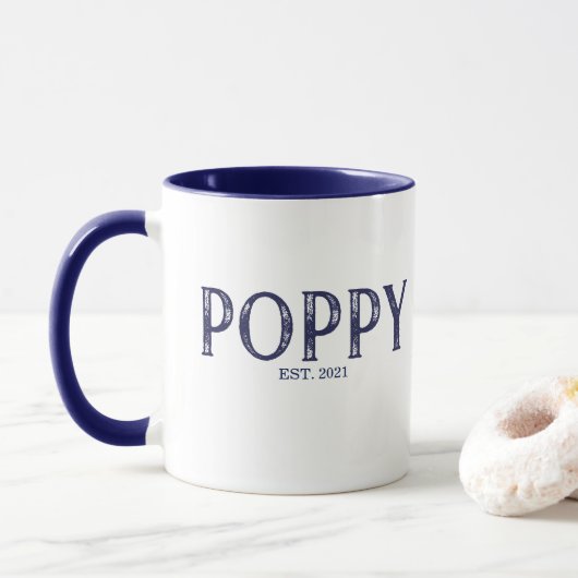 Blauw papaver jaar ingesteld mok (Met donut)