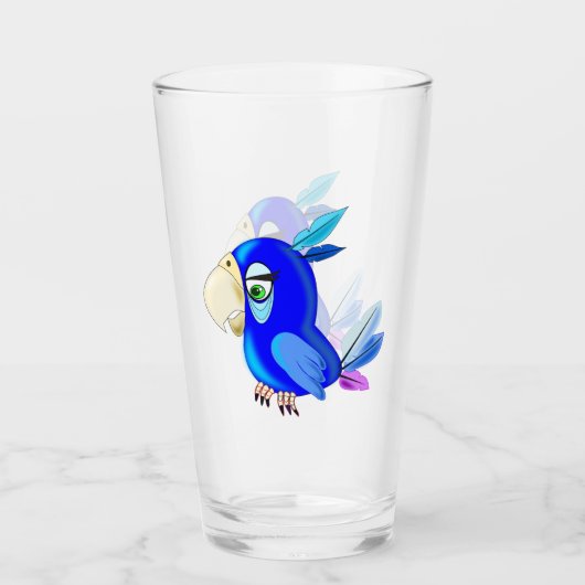 blauw papegaaiglas glas (Voorkant)