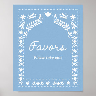 Blauw Papel Picado geeft de voorkeur aan teken Poster