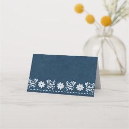 Blauw Papel Picado Mexicaans Themahuwelijk Plaatskaartje