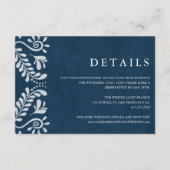 Blauw Papel Picado Mexico Trouwdetails Informatiekaartje (Voorkant)