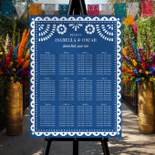Blauw Papel Picado Stoelindeling Bord voor Trouwre Poster
