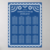 Blauw Papel Picado Stoelindeling Bord voor Trouwre Poster (Voorkant)