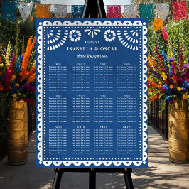 Blauw Papel Picado Trouwreceptie Stoelen Bord Poster