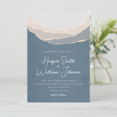 blauw papier bergt huwelijksuitnodiging kaart (Staand voorkant)
