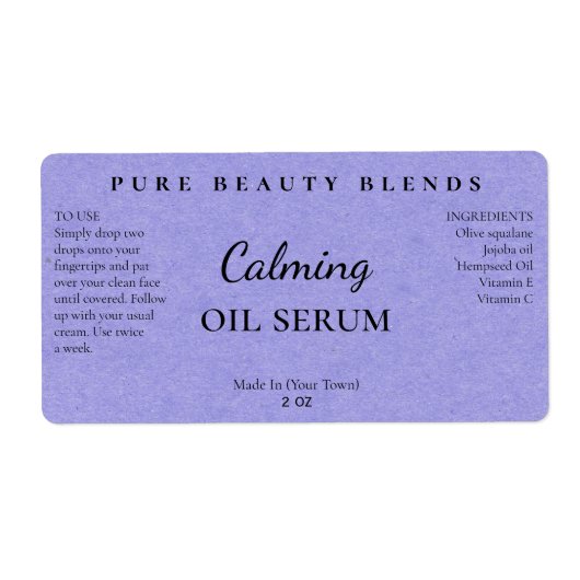 Blauw papier Textuur olie Serumlabels Etiket (Voorkant)