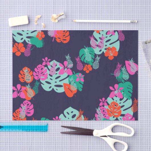 Blauw papier voor ananas (Craft)