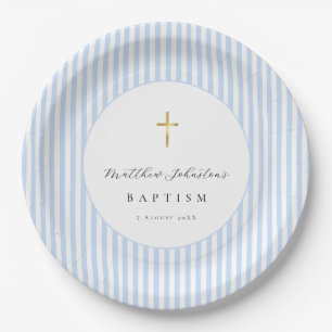 Blauw papier voor de doop van een babyjongen  papieren bordje