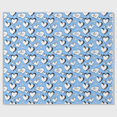 Blauw papier voor het ompakken van harten (Vlak)