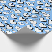 Blauw papier voor het ompakken van harten (Hoek)