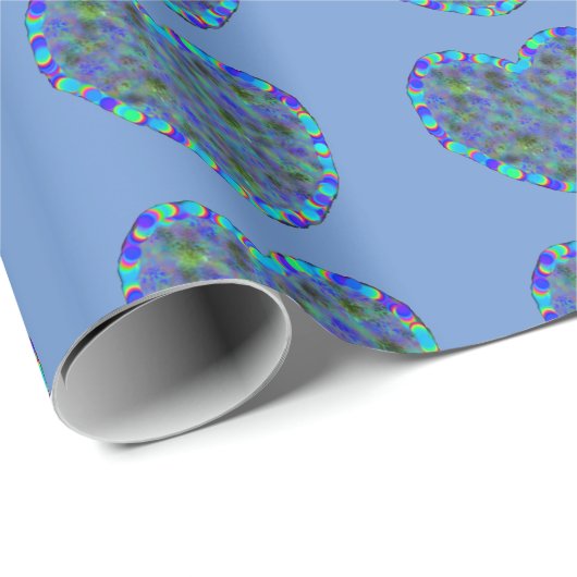 Blauw papier voor het ompakken van harten (Rol Hoek)