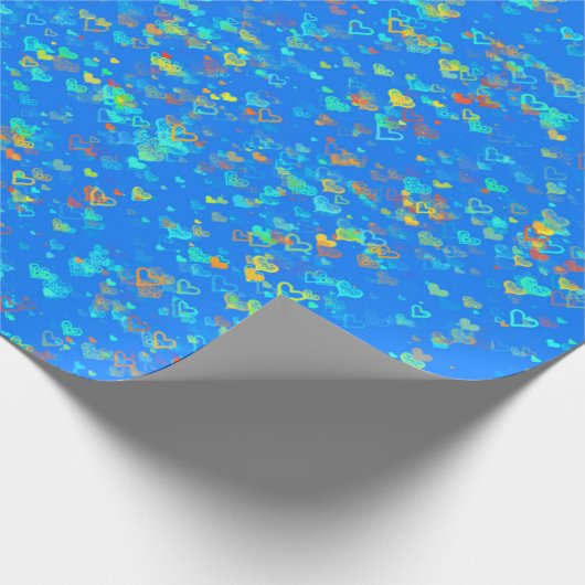 Blauw papier voor het ompakken van harten (Hoek)