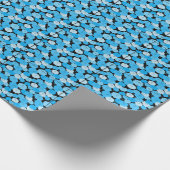 Blauw paraplu Patroon 01 Black BG Cadeaupapier (Hoek)