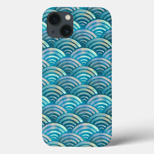 Blauw parelvisschaalpatroon Case-Mate iPhone case (Achterkant)