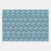 Blauw parelvisschaalpatroon inpakpapier vel (Voorkant 3)