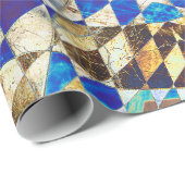 blauw parket cadeaupapier (Rol Hoek)