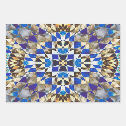 blauw parket inpakpapier vel (Voorkant)