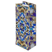 blauw parket wijn cadeautas (Achterkant Gekanteld)