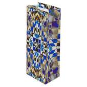 blauw parket wijn cadeautas (Voorkant Gekanteld)