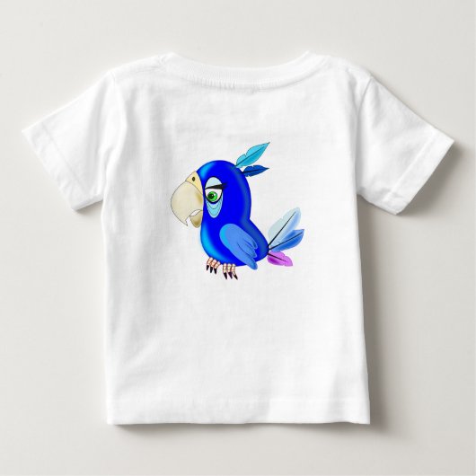 Blauw Parrot Funny Baby T-shirt (Achterkant)