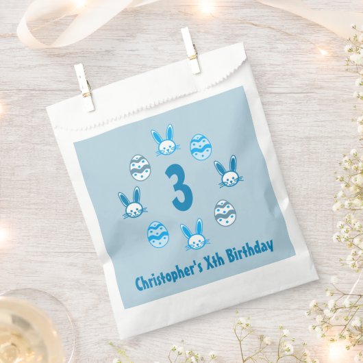 Blauw Pasen 3e Verjaardag Bedankzakje (Geknipt)