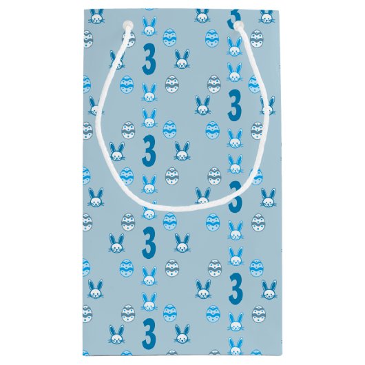 Blauw Pasen 3e Verjaardag Klein Cadeauzakje (Achterkant)