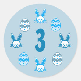 Blauw Pasen 3e Verjaardag Ronde Sticker