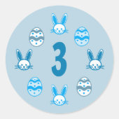 Blauw Pasen 3e Verjaardag Ronde Sticker (Voorkant)
