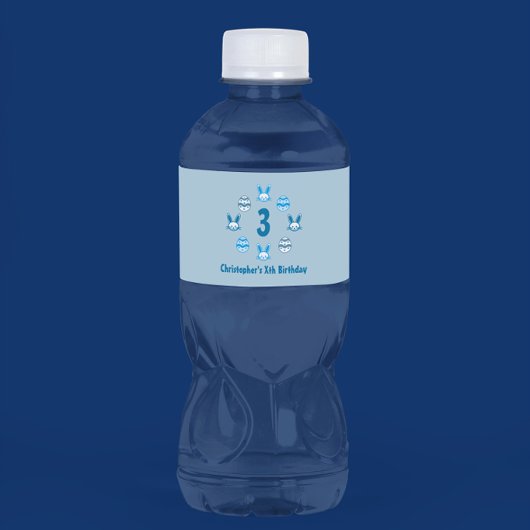 Blauw Pasen 3e Verjaardag Waterfles Etiket