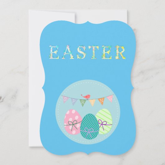 Blauw Pasen Eenvoudige Brunch Ei Hunt Uitnodiging (Achterkant)