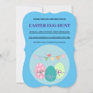 Blauw Pasen Eenvoudige Brunch Ei Hunt Uitnodiging