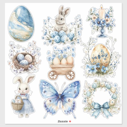 Blauw Pasen Set 2 Sticker (Vel)