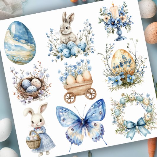 Blauw Pasen Set 2 Sticker