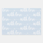 Blauw pasta met liefdespapierbladen inpakpapier vel (Voorkant 3)