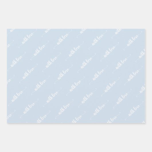 Blauw pasta met liefdespapierbladen inpakpapier vel (Voorkant 2)