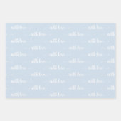 Blauw pasta met liefdespapierbladen inpakpapier vel (Voorkant)