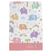 Blauw pastaarpatroon voor kleine meisjes medium cadeauzakje (Achterkant)