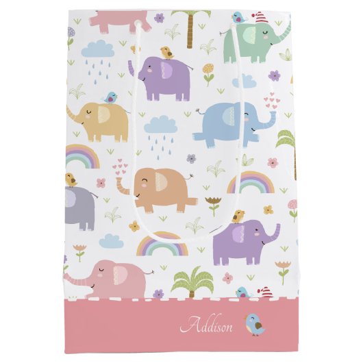 Blauw pastaarpatroon voor kleine meisjes medium cadeauzakje (Achterkant)