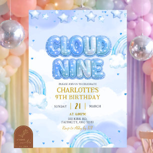 Blauw Pastel Cloud Nine Verjaardag Kaart