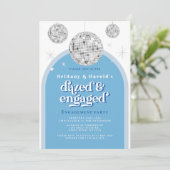 BLAUW pastel Elegant Retro Disco Verloving foto Kaart (Staand voorkant)