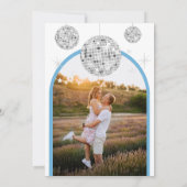 BLAUW pastel Elegant Retro Disco Verloving foto Kaart (Achterkant)