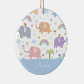 Blauw pastel Elephant Pattern Little Boy Kerstmis Keramisch Ornament (Rechts)