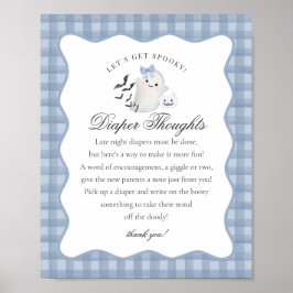 Blauw Pastel Little Boo Geest Luier Gedachten Bord Poster